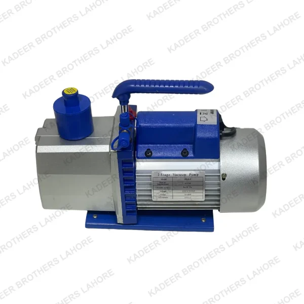 2 stage vacuum pump, highlighting the motor specifications and design features, suitable for creating vacuum environments in various processes.