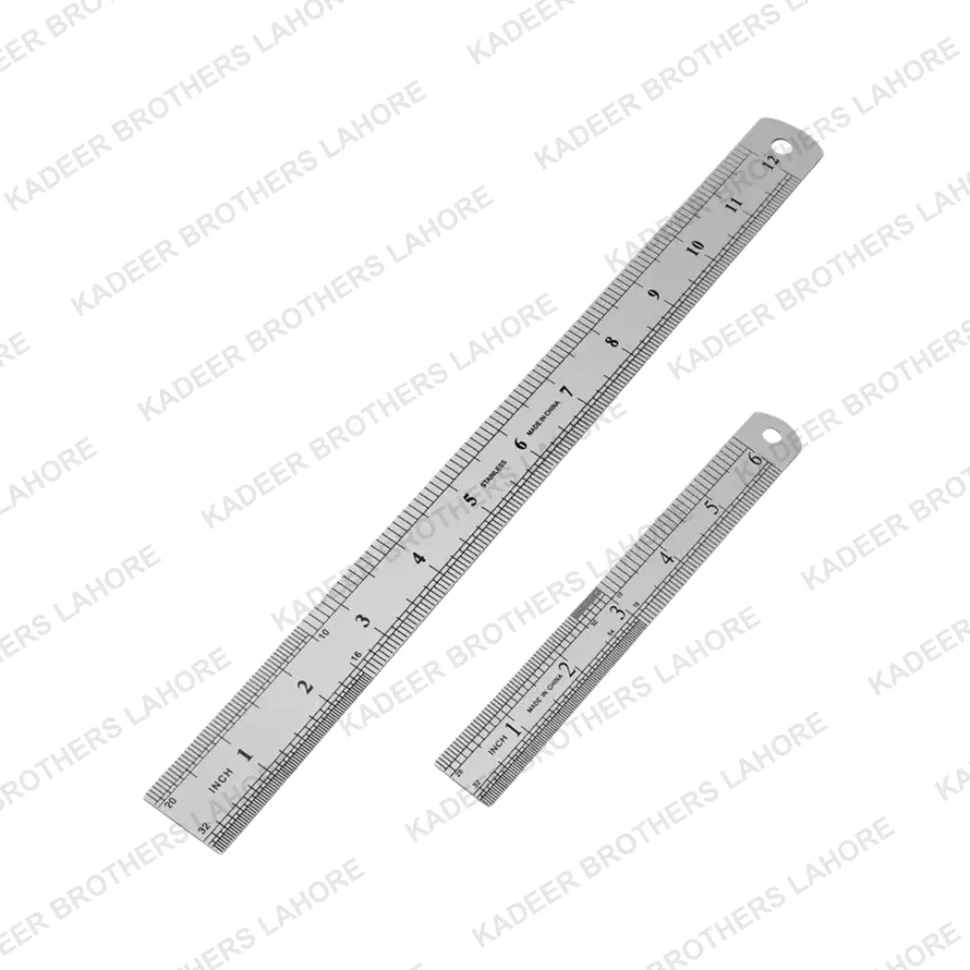 A stainless steel rule featuring clear metric and imperial markings, designed for accurate measurements in drafting, woodworking, and engineering tasks, ensuring durability and reliability.